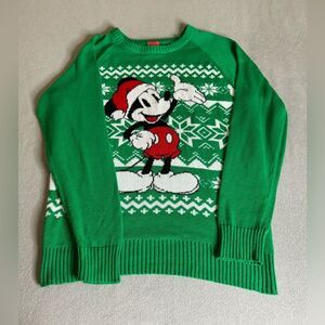 Mickey Mouse Santa  Christmas Sweater Size XL  Green Disney